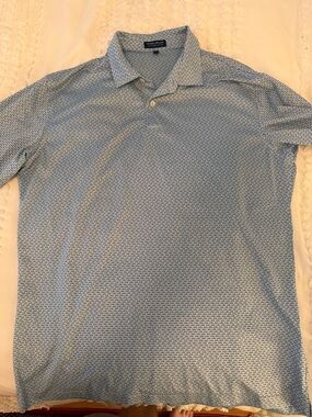 Peter Millar Light Blue Micro-Pattern Polo